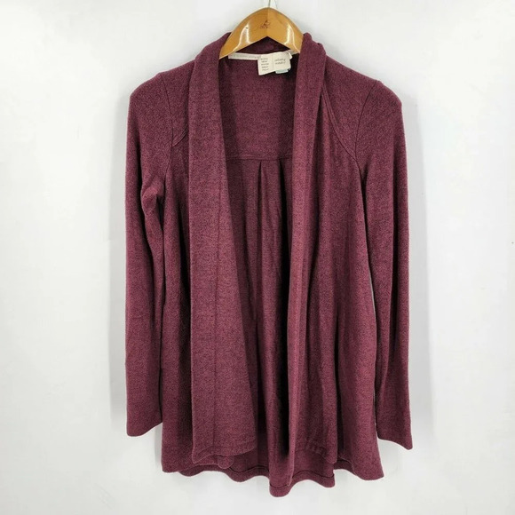 Anthropologie Saturday Sunday‎ Purple Wine Draped Open Front Cardigan Size Small - Picture 1 of 9
